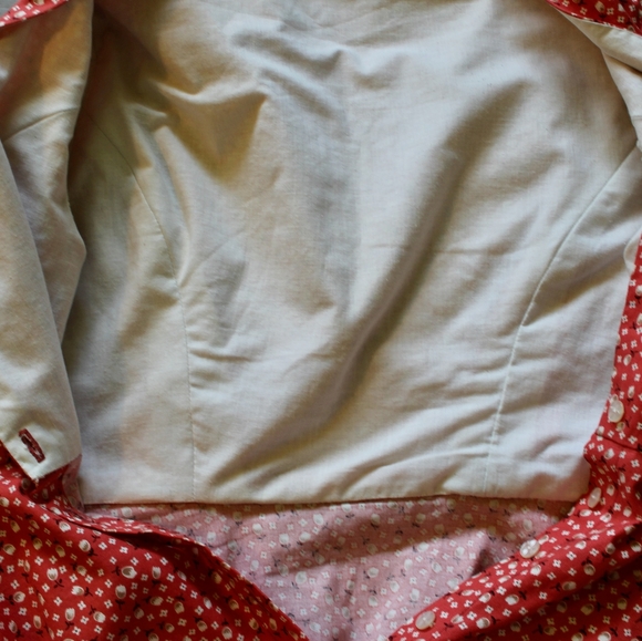 Cotton Orange Floral Short Sleeved Button Up French Style Dress - Picture 8 of 8